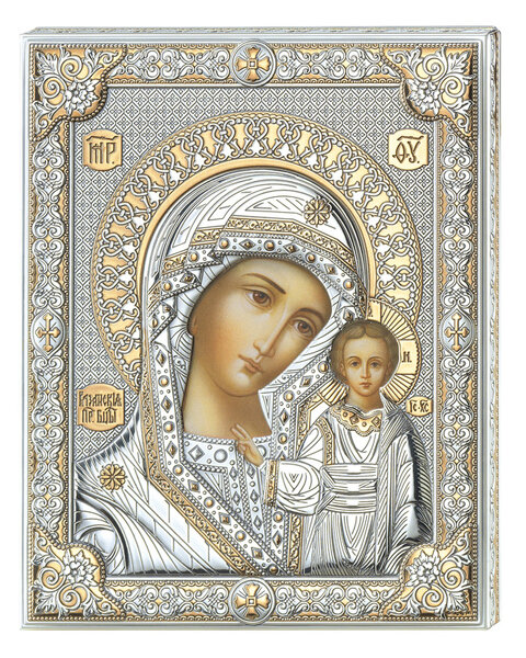Ikona z wizerunkiem Matki Boskiej Kazańskiej ze złoceniami